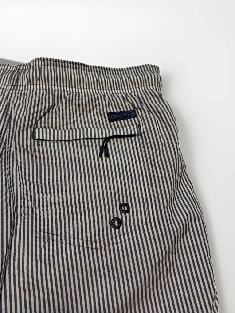 Laguna Swim The Volley Swim Trunks Mens S Blue White Striped Drawstring Pockets